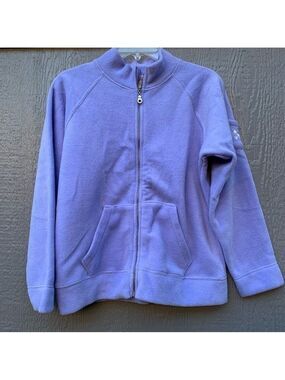 Full zip fleece jacket with pockets lavender fall winter layering gorpcore ski